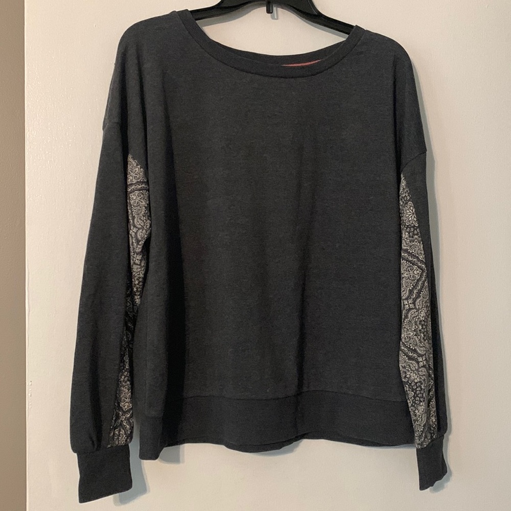 Chloe and Jasmine- Sweat Shirt- Charcoal Grey and White- Size Large